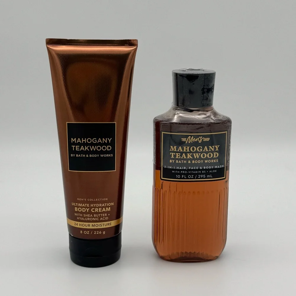 Bath & Body Works Men’s Mahogany Teakwood Body Cream and Body Wash Set NWT